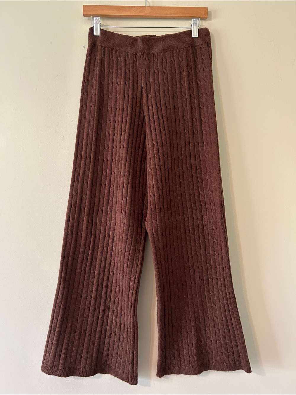 House of Harlow 1960 Chocolate Cable Knit Brown Wide Leg Pants XS Sweater Pants